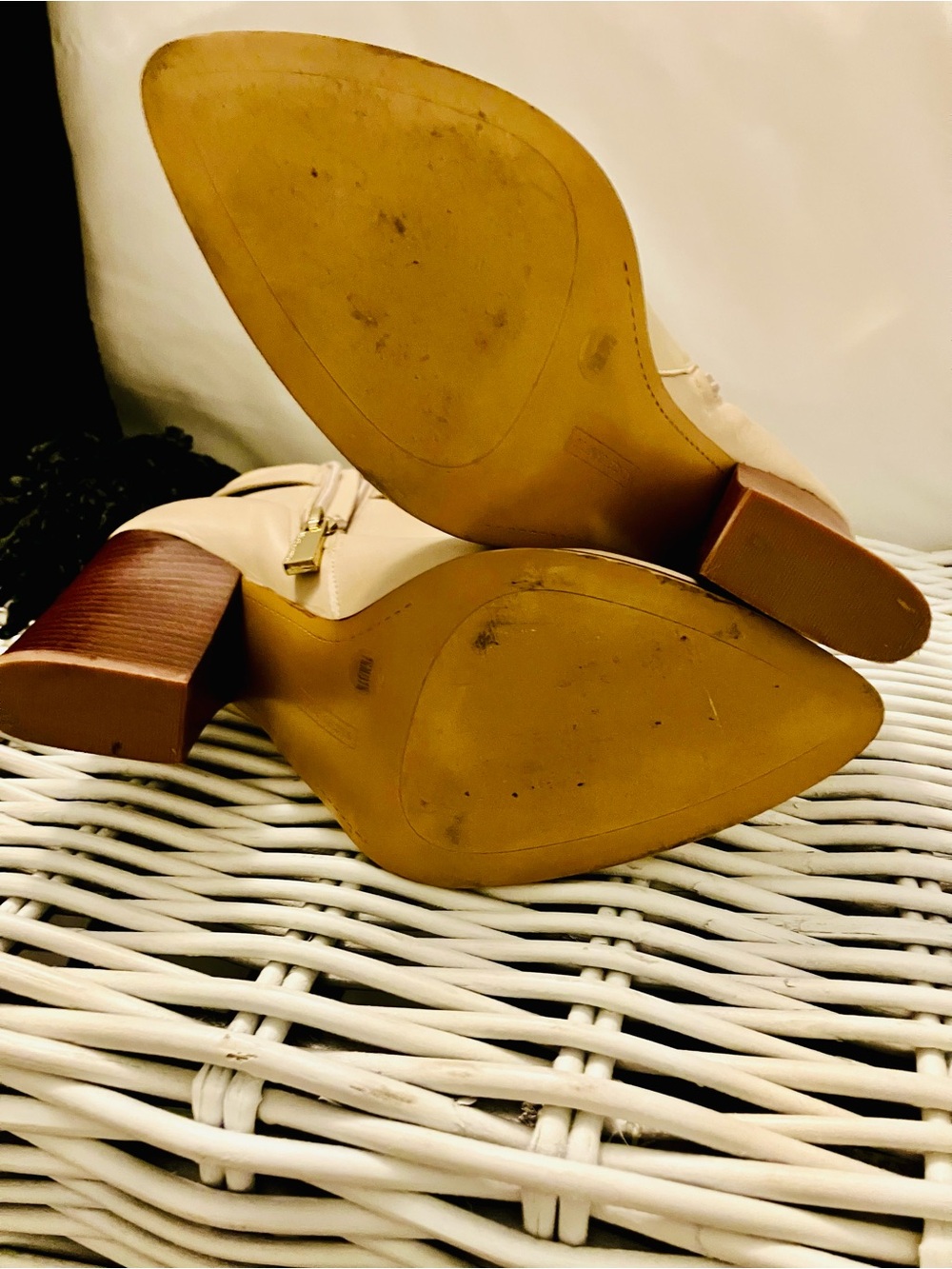 Vince Camuto Taupe Leather Ankle Boots with Block Heel - Picture 7 of 8